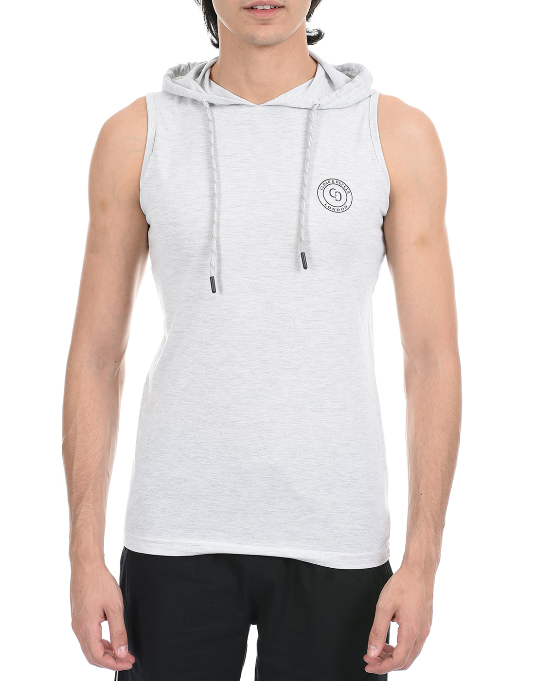 Cloak & Decker by Monte Carlo Men Off White Sleeveless Hooded Tshirt